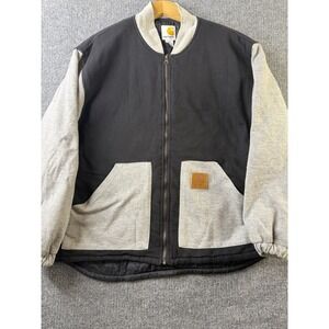 Carhartt J149 BRN Jacket Mens M Black Gray Full Zip Workwear Quilted Lined